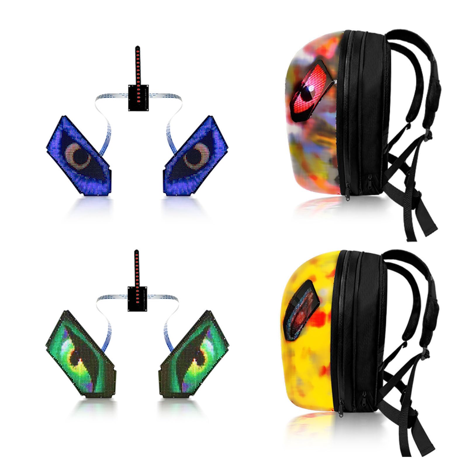 Marhynchus Pantalla LED para Ojos de Mochila, 60x96 Ojos LED Animados, Pantalla Dinámica, Aplicación Programable DC12V