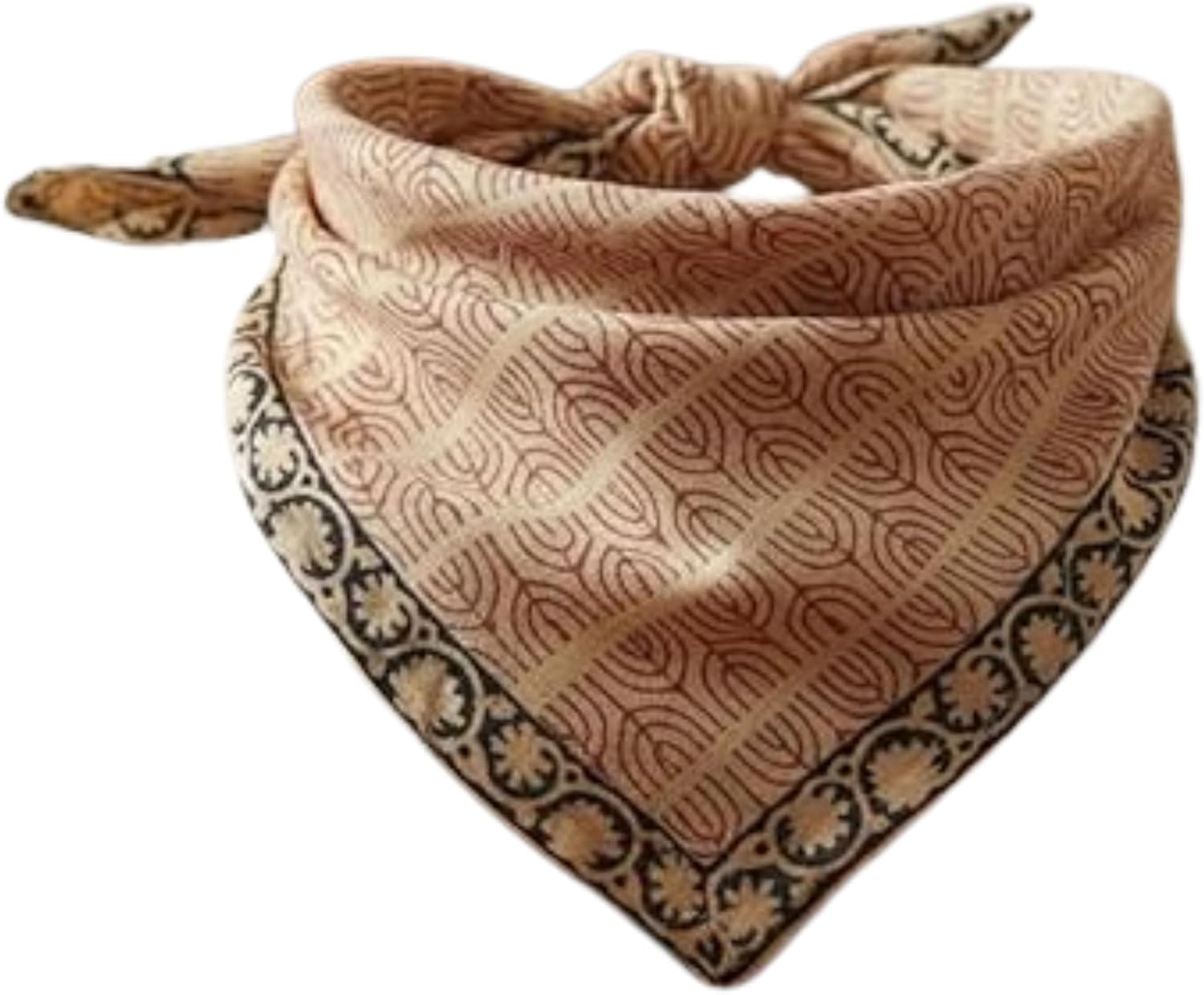 100% Cotton Hand Block Print Check Bandana Scarf Handkerchief for Men & Women, Soft Reusable Square, 21x21 Inches