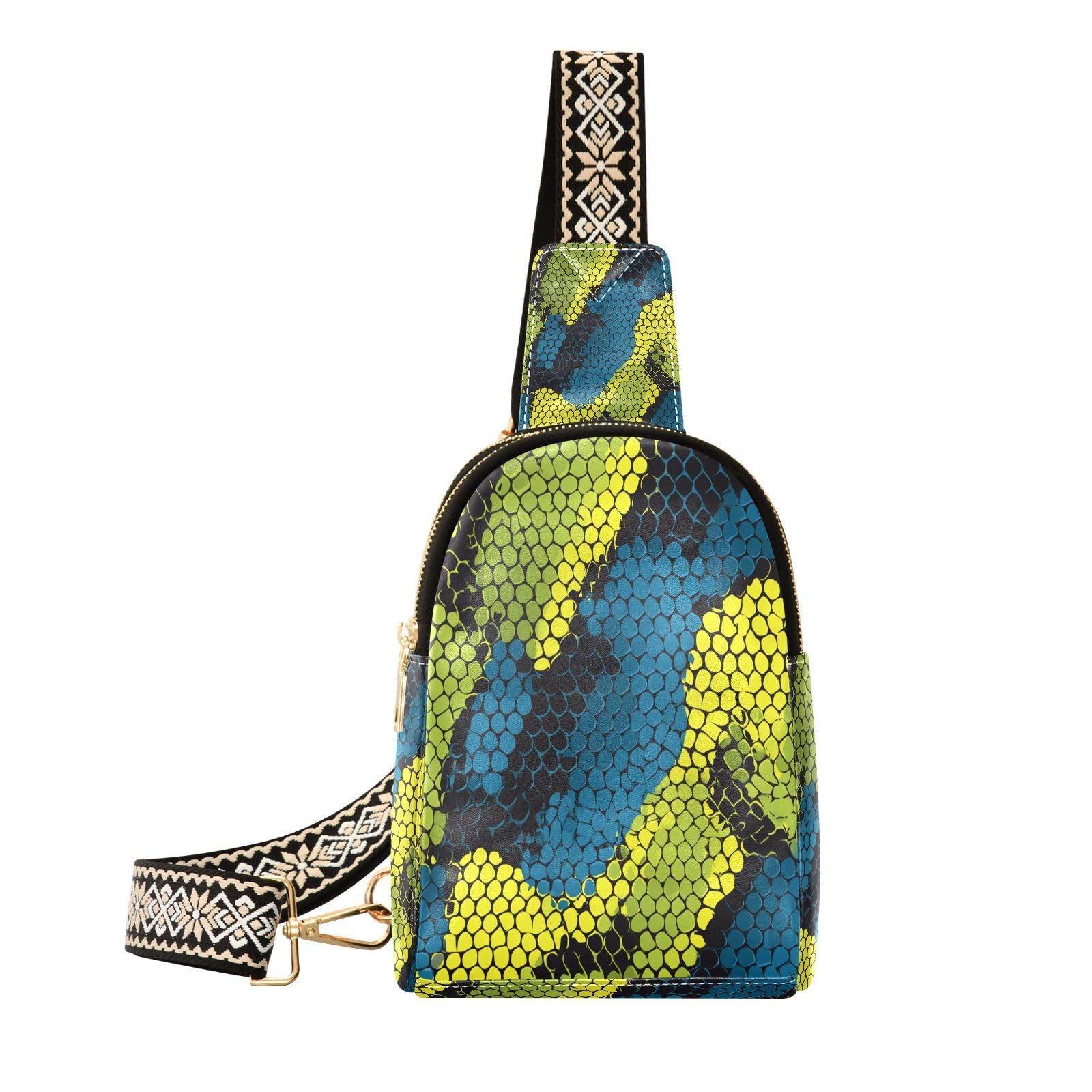 Imprimé tendance en fourrure de serpent bleu vert chic pour accessoire mode élégant - 8