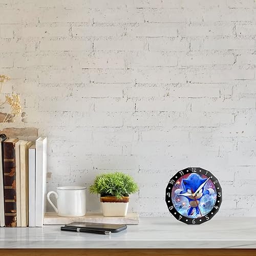 Miniatura 6 de InThink Reloj de escritorio de anime Sonic para niños reloj de pared silencioso para niños reloj de estante de repisa para sala de estar y