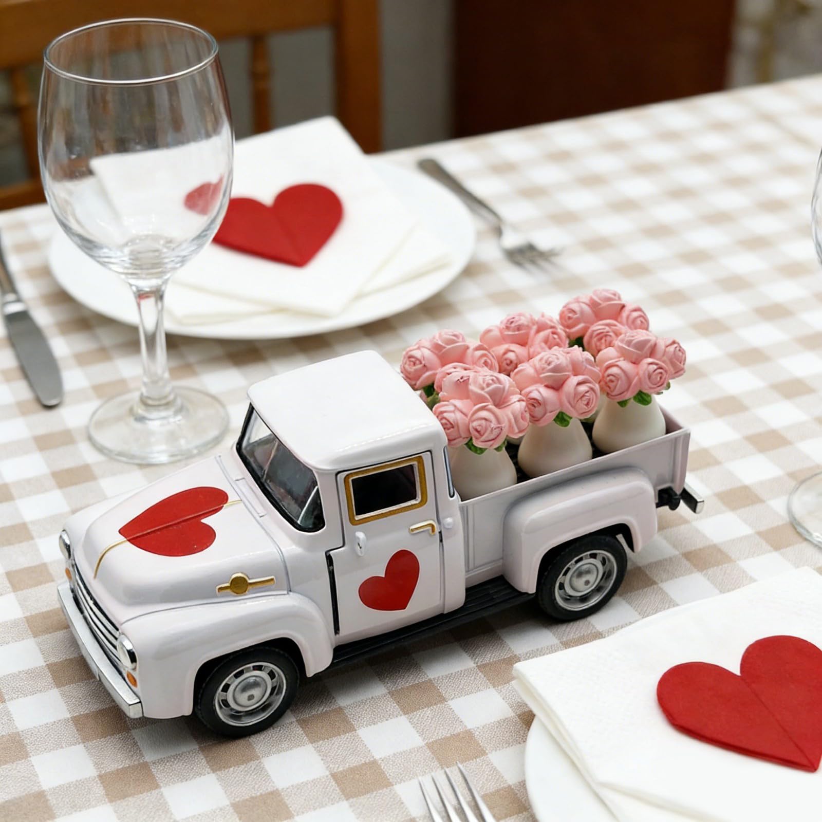 Kaeltsyn Pickup Truck Decor, Rose Auto Accessories Valentine Valentine ' s Day Heart-shaped Rose Car Ornament