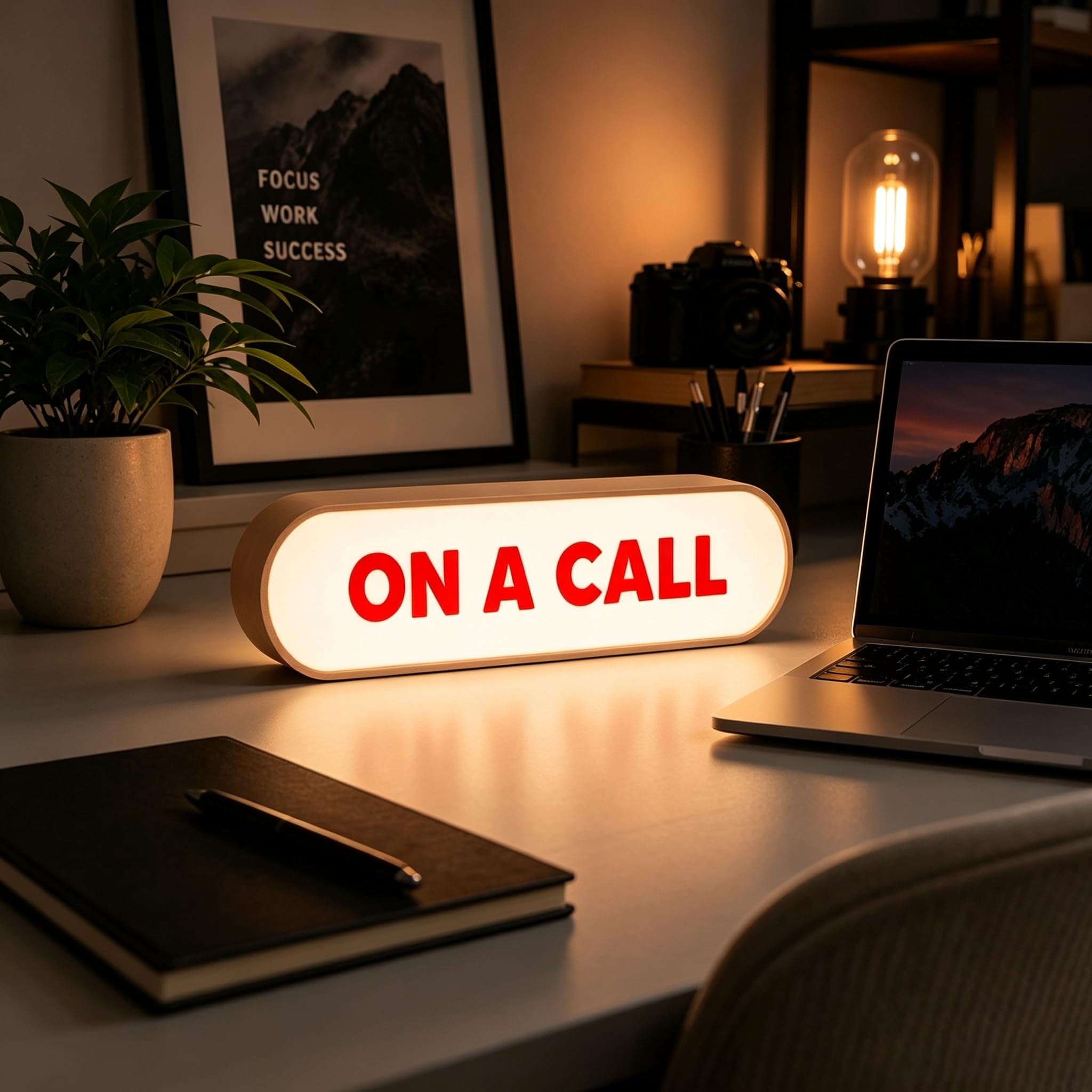 On A Call Desk Light Sign USB Powered Dimmable Office Do Not Disturb Light Box Home Office Meeting Indicator Light for Remote Work Video Calls