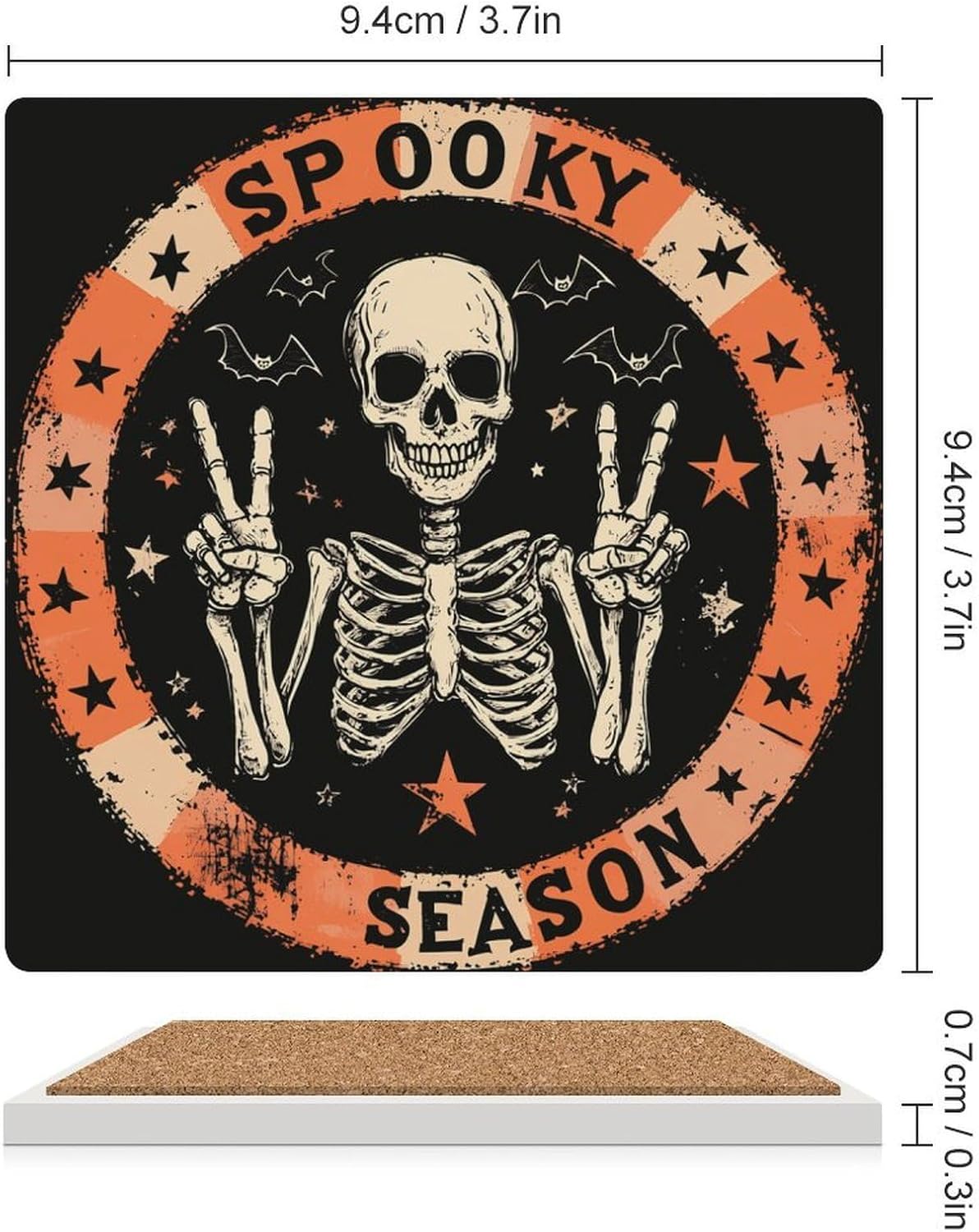 Skull Skeleton Bones Ceramic Coasters Square Drinks Coaster Coffee Table Decor Table Coaster for Home Bar