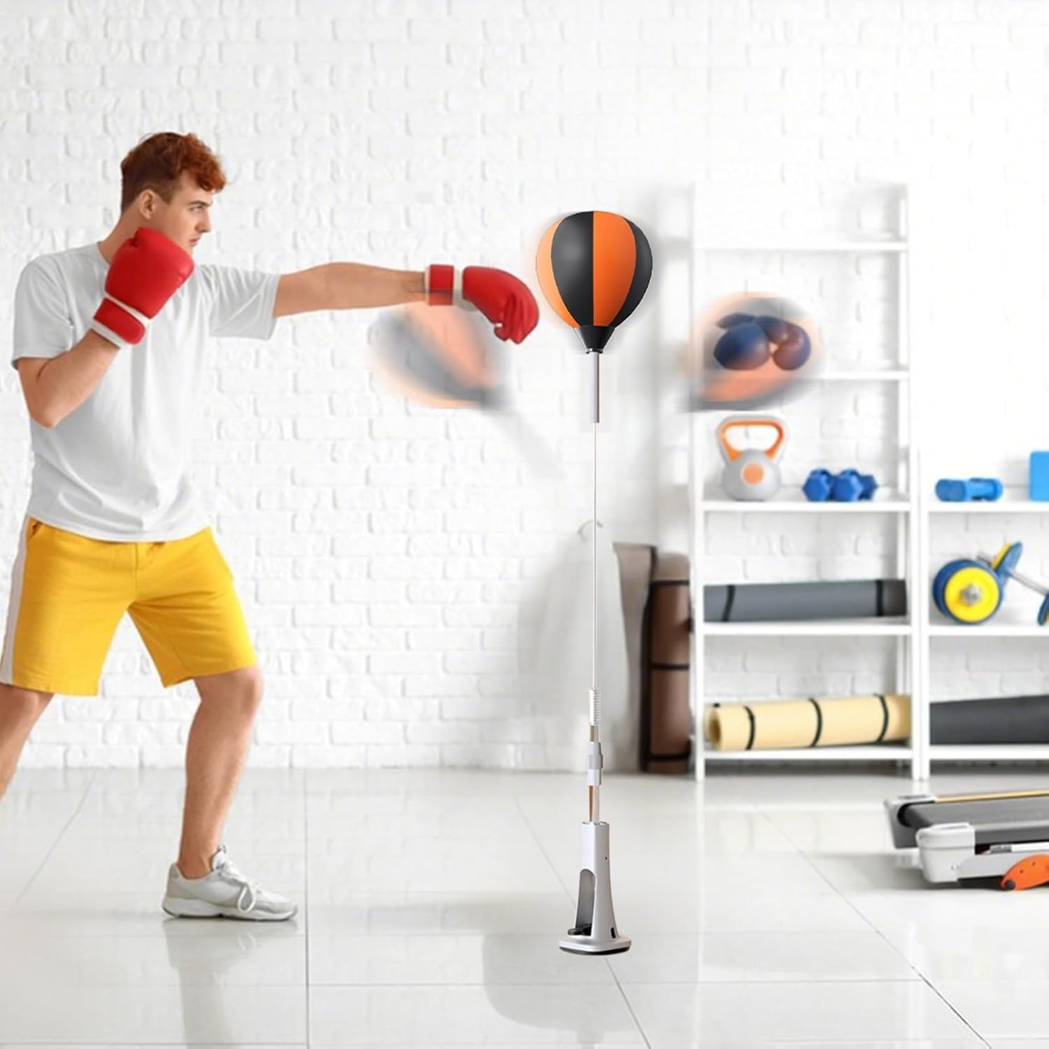 Punching Bag with Stand Height Adjustable Boxing Reflex Bag Boxing Reaction Speed Trainer for Teens Adults Stress Relief Fitness Equipment