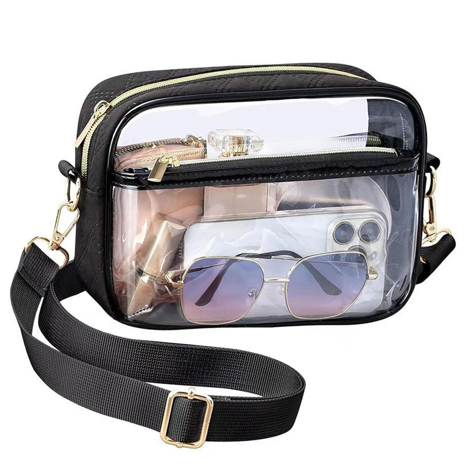 Durchsichtige Umhängetasche, PVC Transparente Tasche Damen Crossbody Schultertasche Wasserdichte Sling Bag mit Verstellbarem Gurt für Konzerte Sportveranstaltungen Shopping Wandern