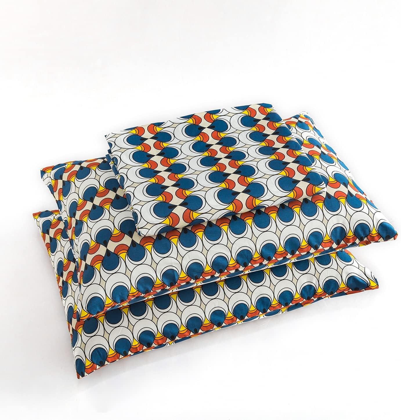 Fеаturеd Prоduсt YuHeGuoJi Bohemian Geometric Duvet Cover King 100% Cotton Soft Blue Orange Bedding Duvet Cover 3 Pieces Set 1 Polka Dot Print Duvet Cover with Zipper Ties 2 Pillowcases Breathable Comfortable Durable