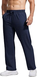 PINSPARK Men's Sweatpants Open Bottom Athletic Jogger Sweatpants Uncuffed Baggy Sweat Pants Cotton Lounge Pants with Pockets