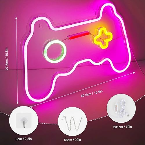 Miniatura 2 de Letrero de neón LED para jugador, controlador de juego para decoración de habitación de jugadores, letrero de neón para decoración de pared de 16 x