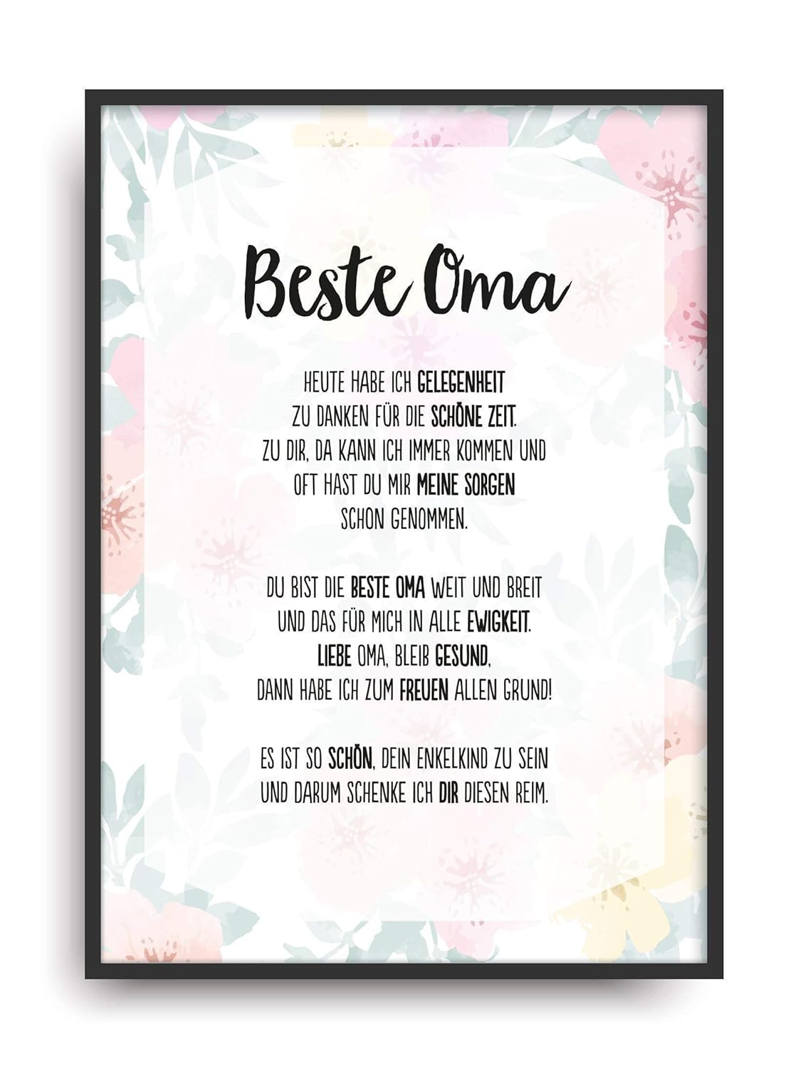 Was Schenkt Man Oma Zum 90 Geburtstag Geschenk Karte BESTE OMA Kunstdruck Ehrentitel Großmutter Auszeichnung