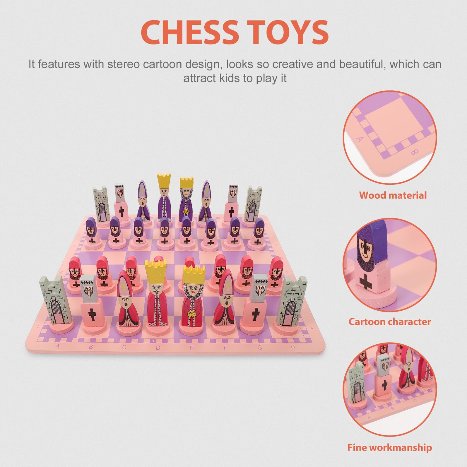 VICASKY Set di Gioco Educativo per Bambini e Adulti – Scacchiera Pieghettile in Legno con Pedine Lisce e Sbavature, Gioco da Viaggio Portatile per Apprendimento e Intrattenimento