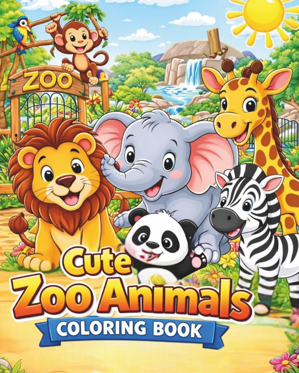 Cute Zoo Animal Coloring Book: Coloring Book