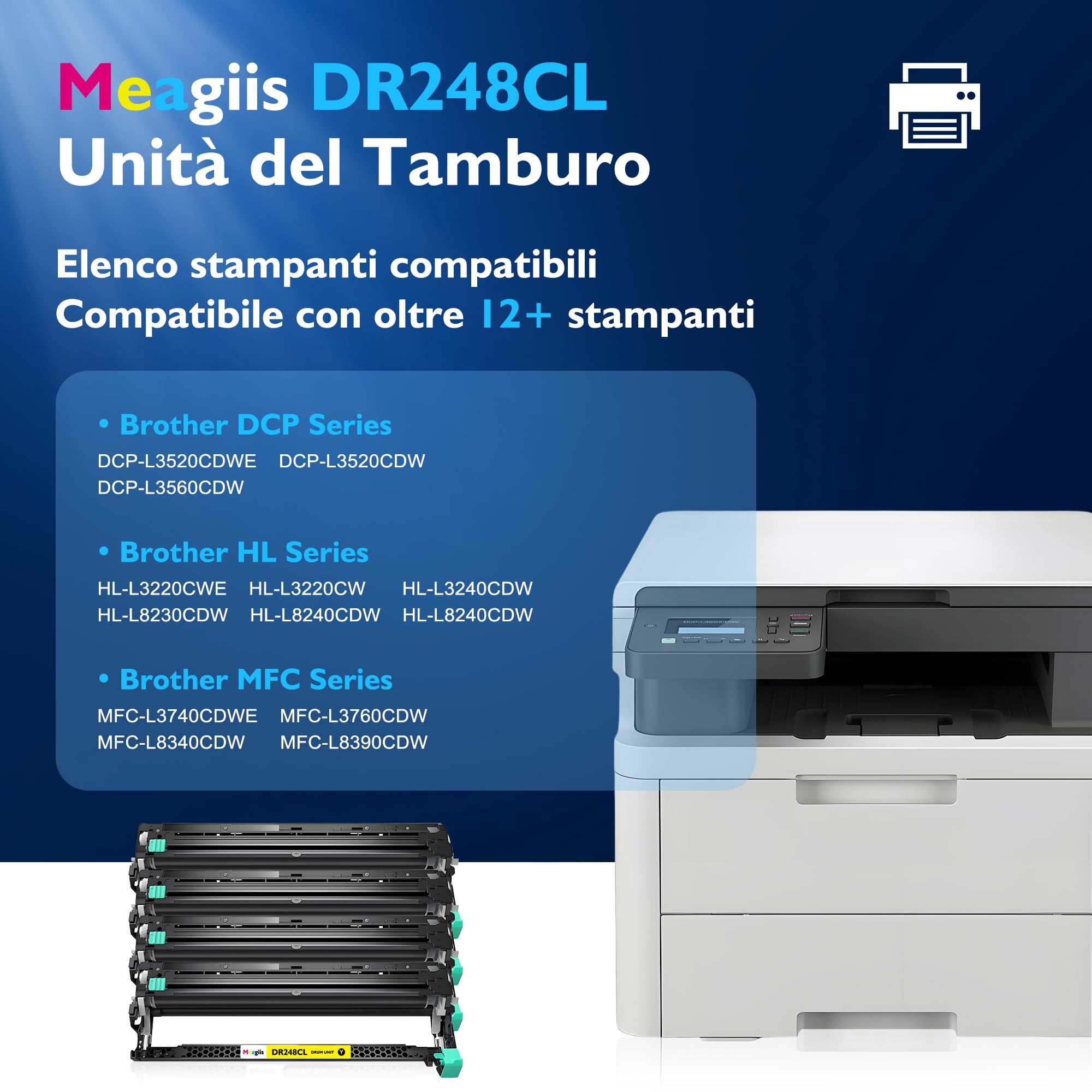 DR248CL Unità del tamburo Compatibile per Brother DR248CL DR-248CL tamburo per Brother HL-L3240CDW DCP-L3560CDW MFC-L3760CDW HL-L3215CW HL-L3220CW DCP-L3515CDW DCP-L3520CDW (4 Pacchetto)
