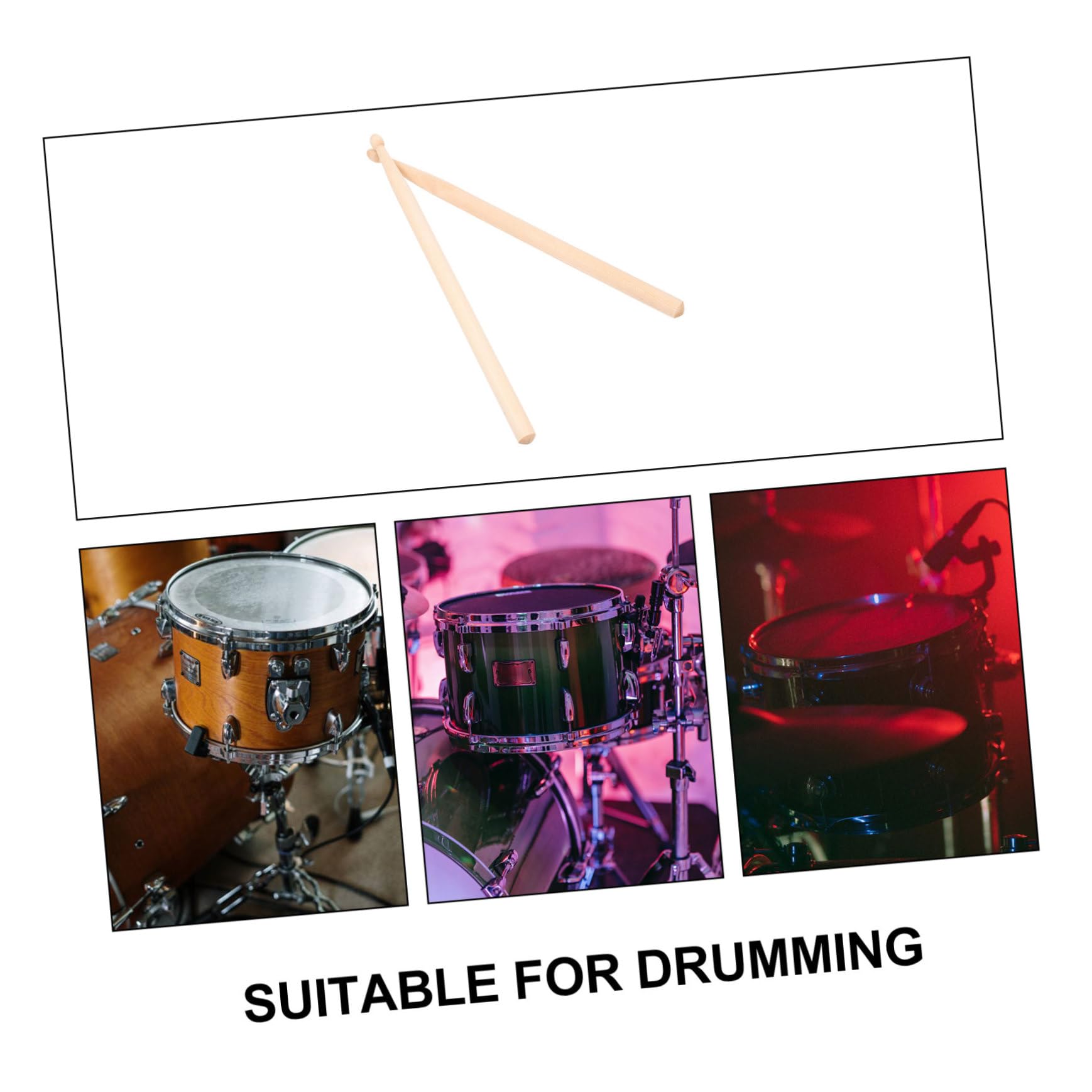 FUNOMOCYA Safe Maple Drum Sticks 295 * 14mm Comfortable Wooden Drumsticks for Boys and Girls