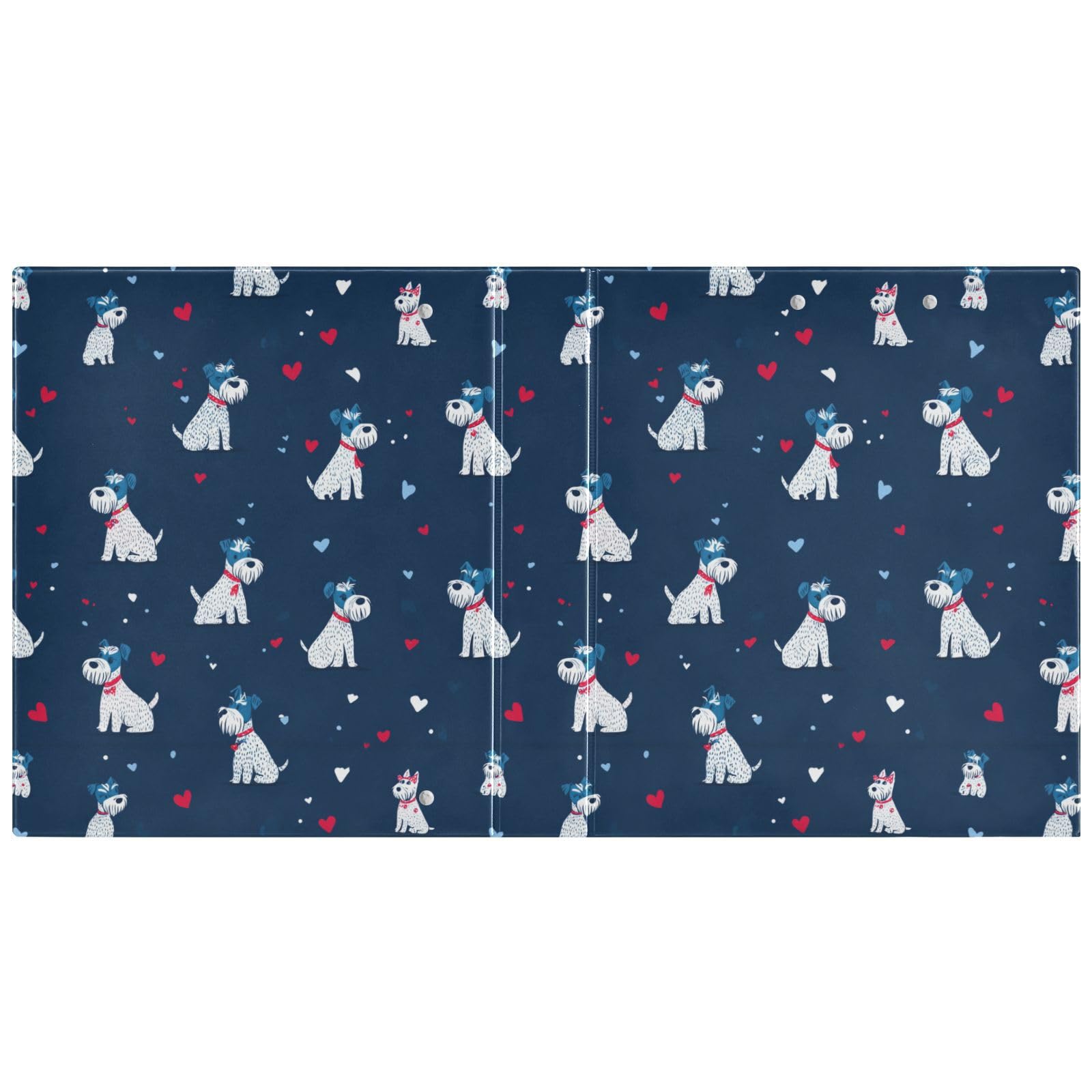 Kcldeci Raccoglitore a 3 anelli con copertina rigida per carta formato lettera, cuore Schnauzer con anelli rotondi da 3,8 cm, organizer per scuola/ufficio, confezione da 2