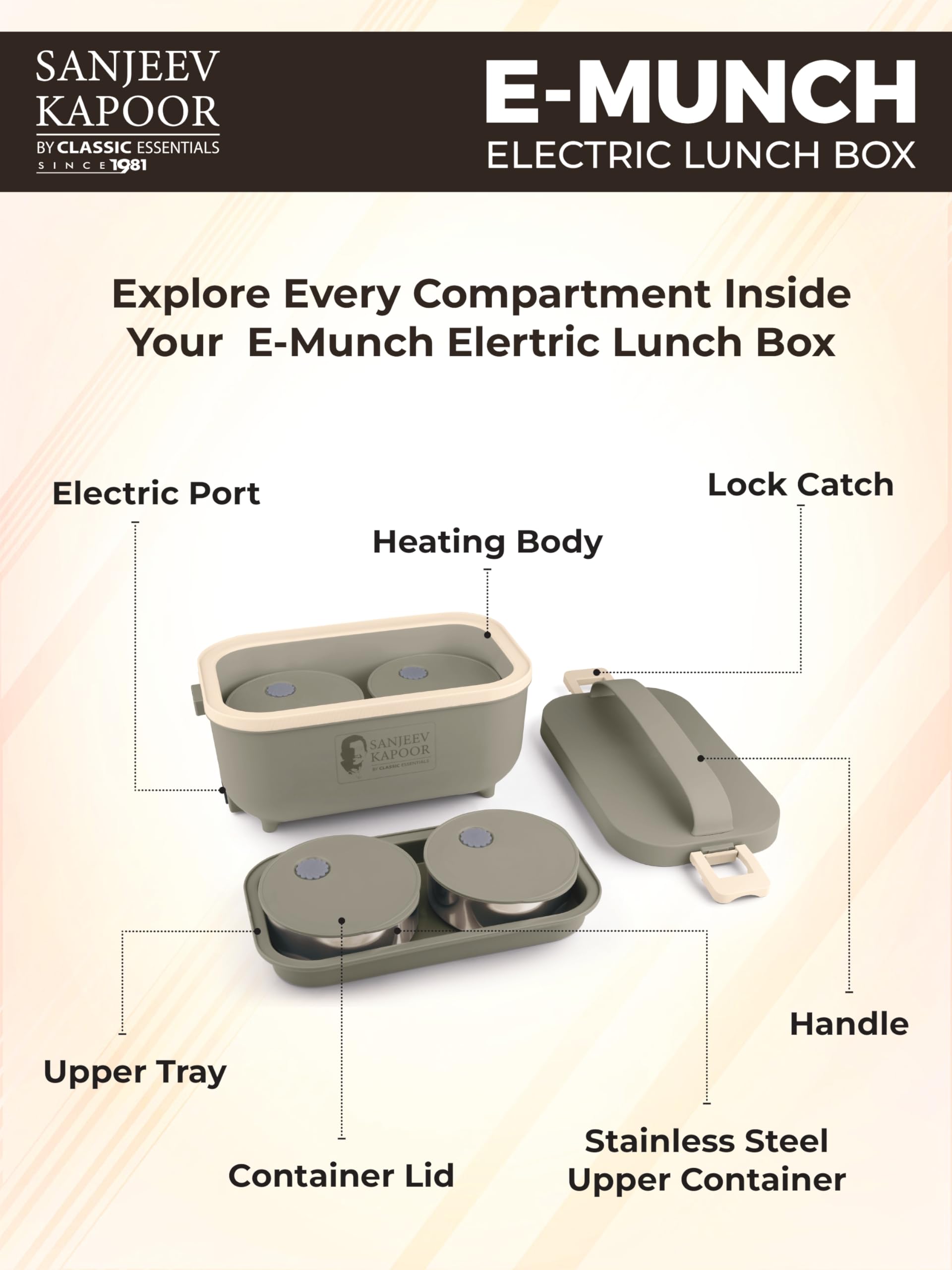 CLASSIC ESSENTIALS Electric Lunch Box Set - Hot Meals On The Go -8