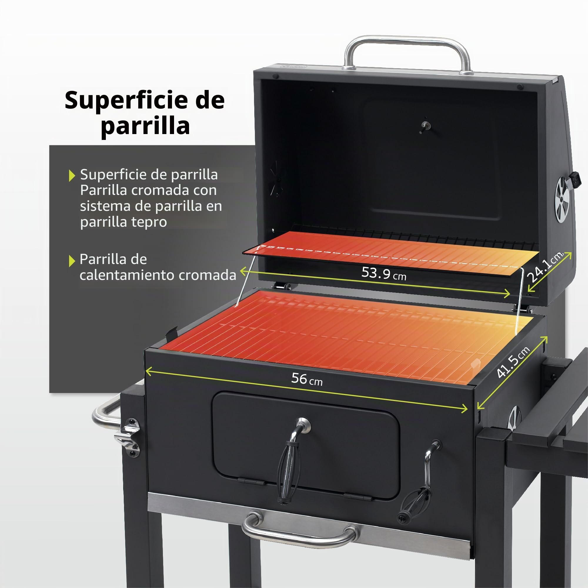 Tepro Toronto Click - Barbacoa de carbón, antracita y acero inoxidable