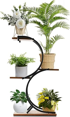 CHPHI Soporte para plantas de interior de hierro forjado de 4 niveles, soporte para plantas de interior verde, para uso en la oficina, decoración