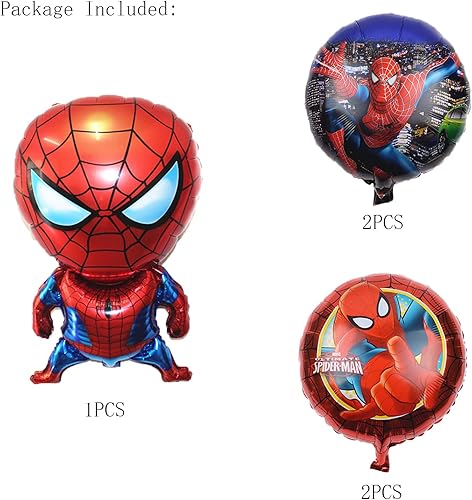 Miniatura 4 de Globos de papel de aluminio de Spiderman para fiestas, 5 globos de papel de superhéroe Spiderman para decoración de cumpleaños de niños, baby shower