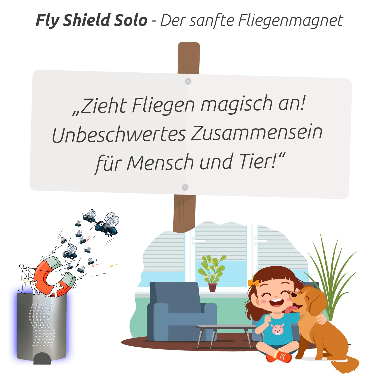 Fly-Shield Solo UV-Fliegenfalle - Klebefolie - Standard - 1 Halter | Kompakte Ausführung für Innenräume, diskrete Kontrolle von Fliegen und Fluginsekten mit austauschbarer Klebefolie