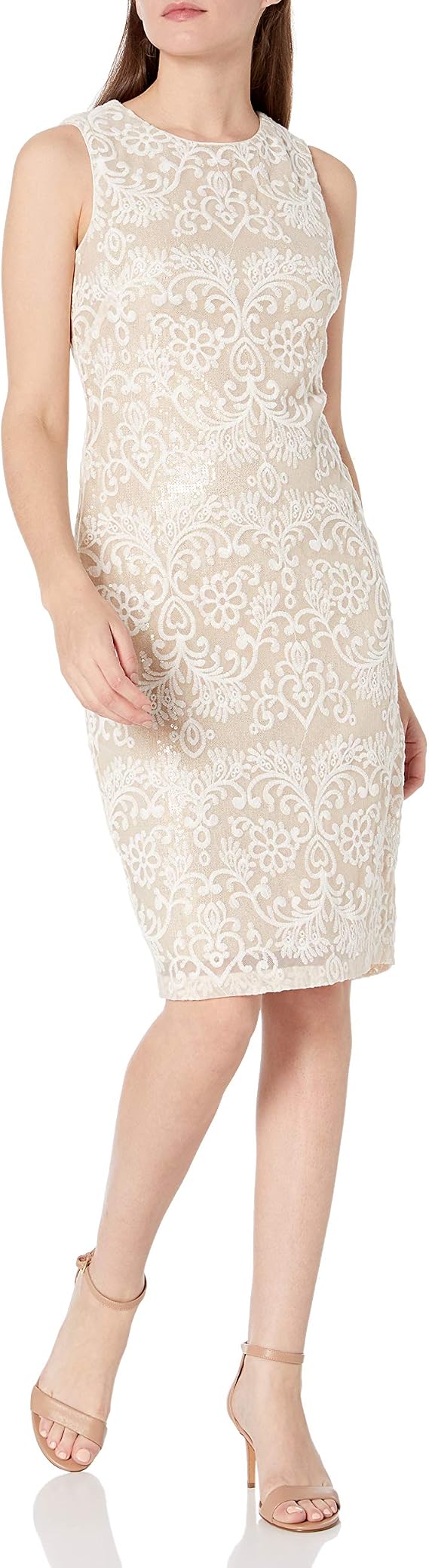 Sleeveless Lace Midi Dress, Ivory 