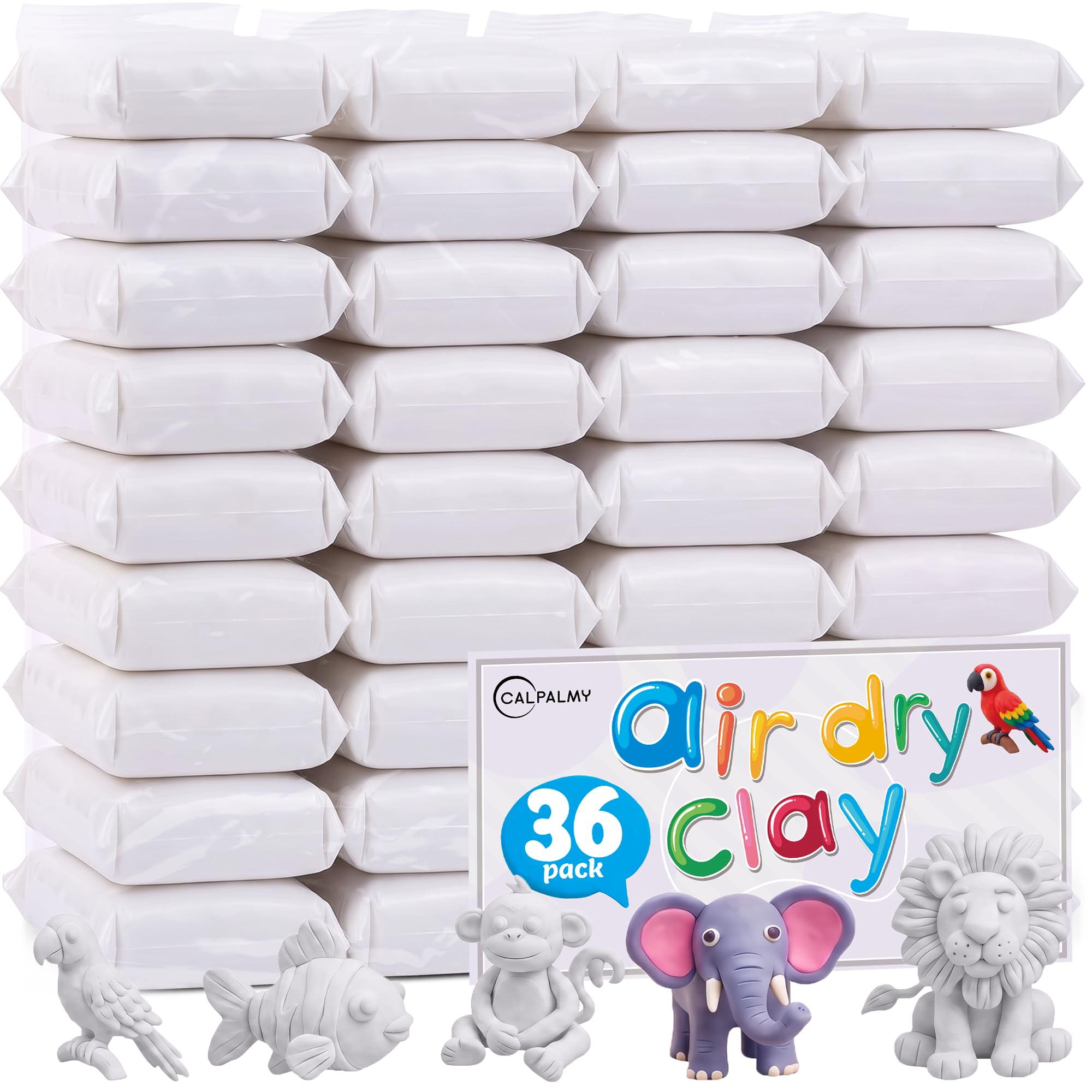 CALPALMY Air Dry Foam Clay (36 Pack), 360g White Moldable Soft Clay for Kids Gifts Partty and School Project Supplies, Perfect for Crafting Cosplay and Artistic Projects