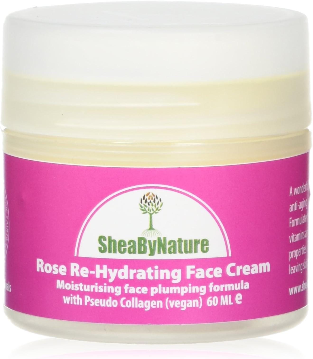 SHEABYNATURE Rose Re-Hydration Face Cream with Shea Butter, Vegan Collagen, Rose Oil and Antioxidants (60ml)