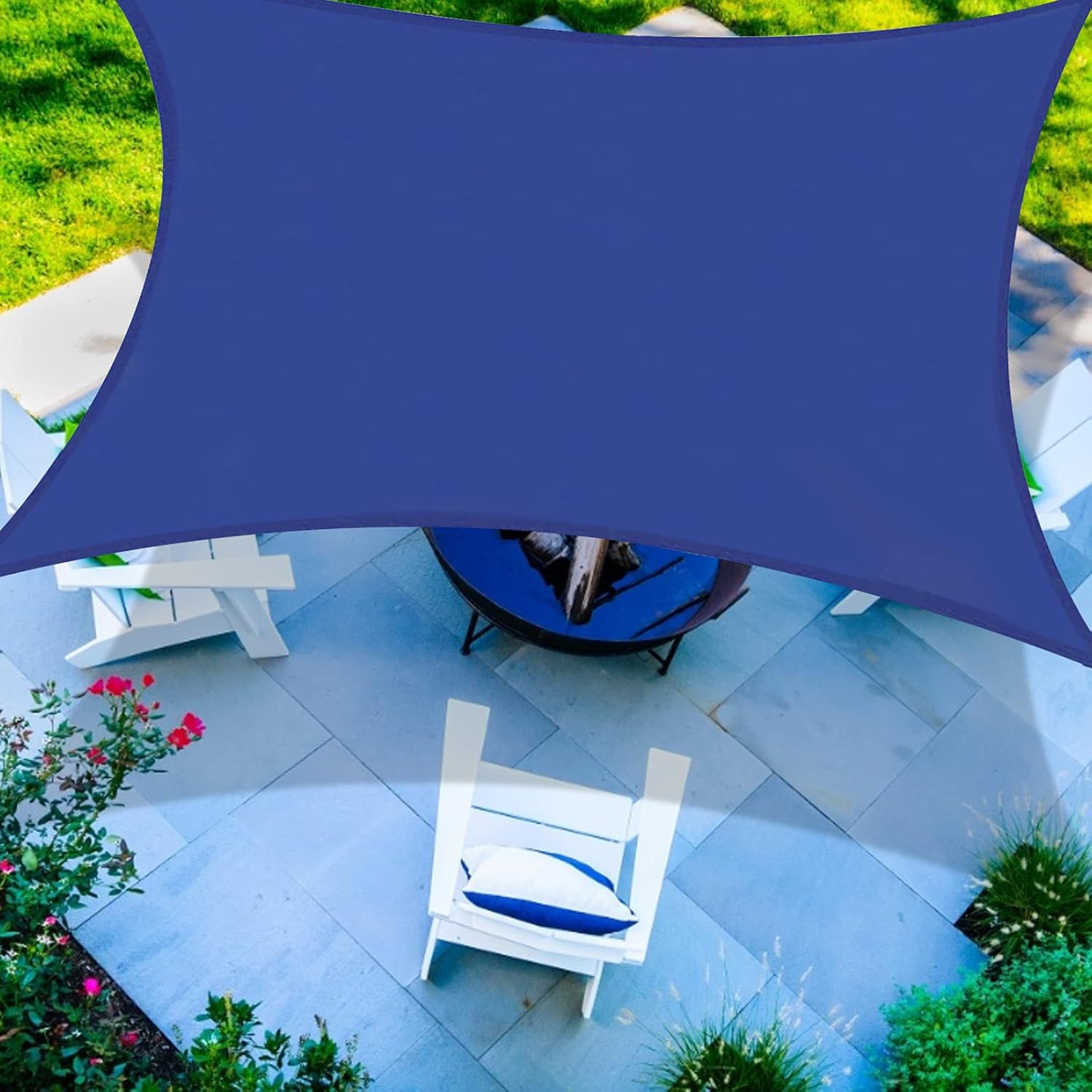 Spinosaurus Outdoor Waterproof Sun Shade Sail Canopy Rectangle UV Block for Patio and Garden,Backyard Lawn (10'X10', Blue) : Patio, Lawn & Garden