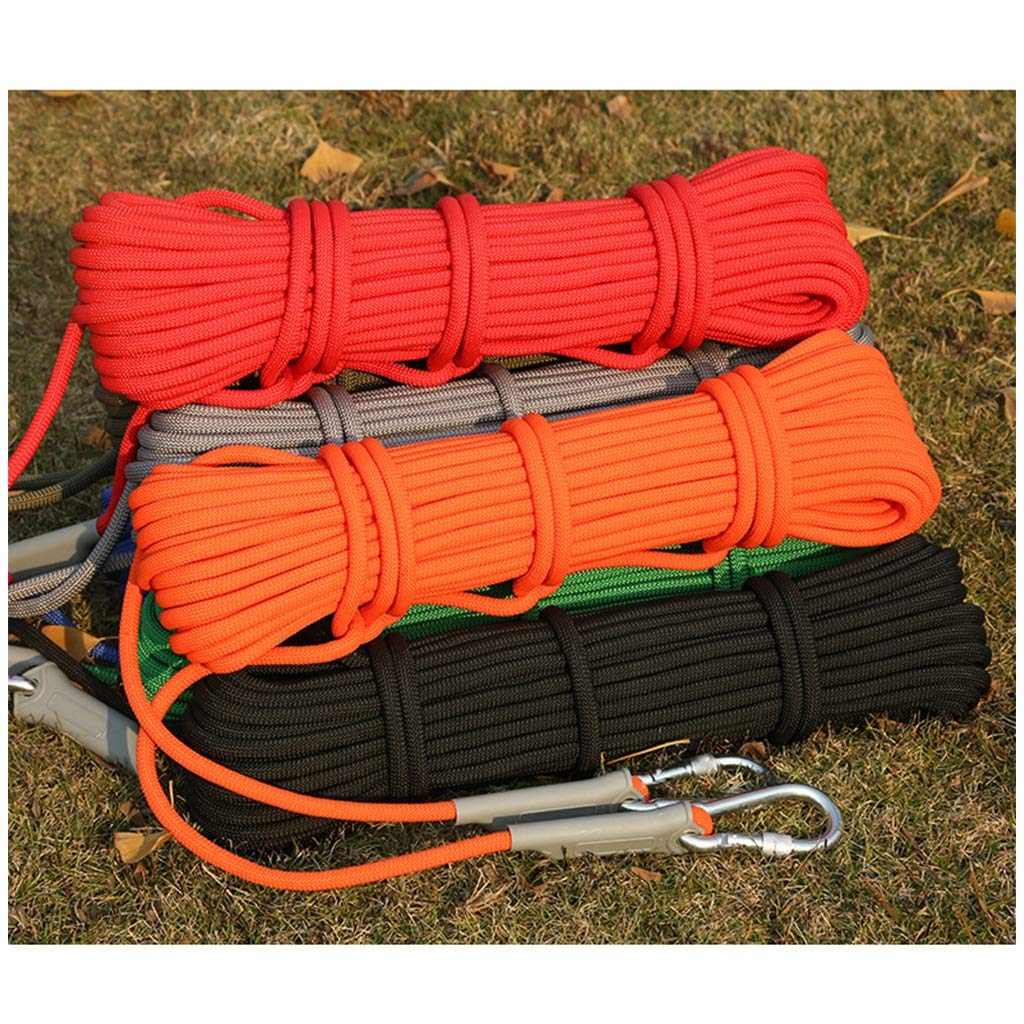 Kletterseil 9,5 mm lebensrettendes statisches Seil, Outdoor-Speed-Drop-Seil, Kletterseil, Hundeleine, Camping-Rettung, Karabiner, Abenteuerseil, feuerfestes Nylonseil (Größe: 30 m)