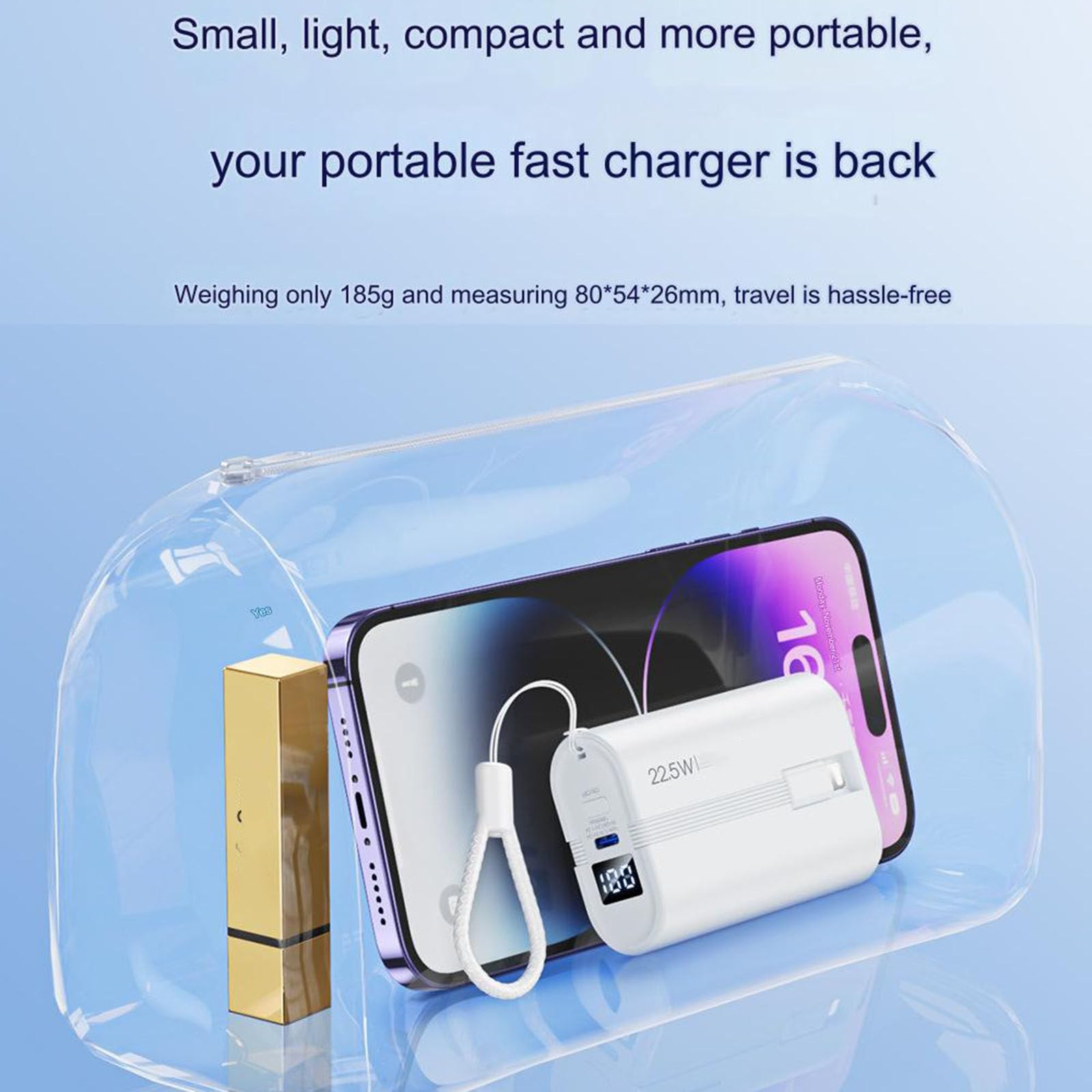 Power Bank 10000 Mah z dwuprzewodowym szybkim ładowaniem PD 20W do telefonu komórkowego Szybkie ładowanie Power Bank,D