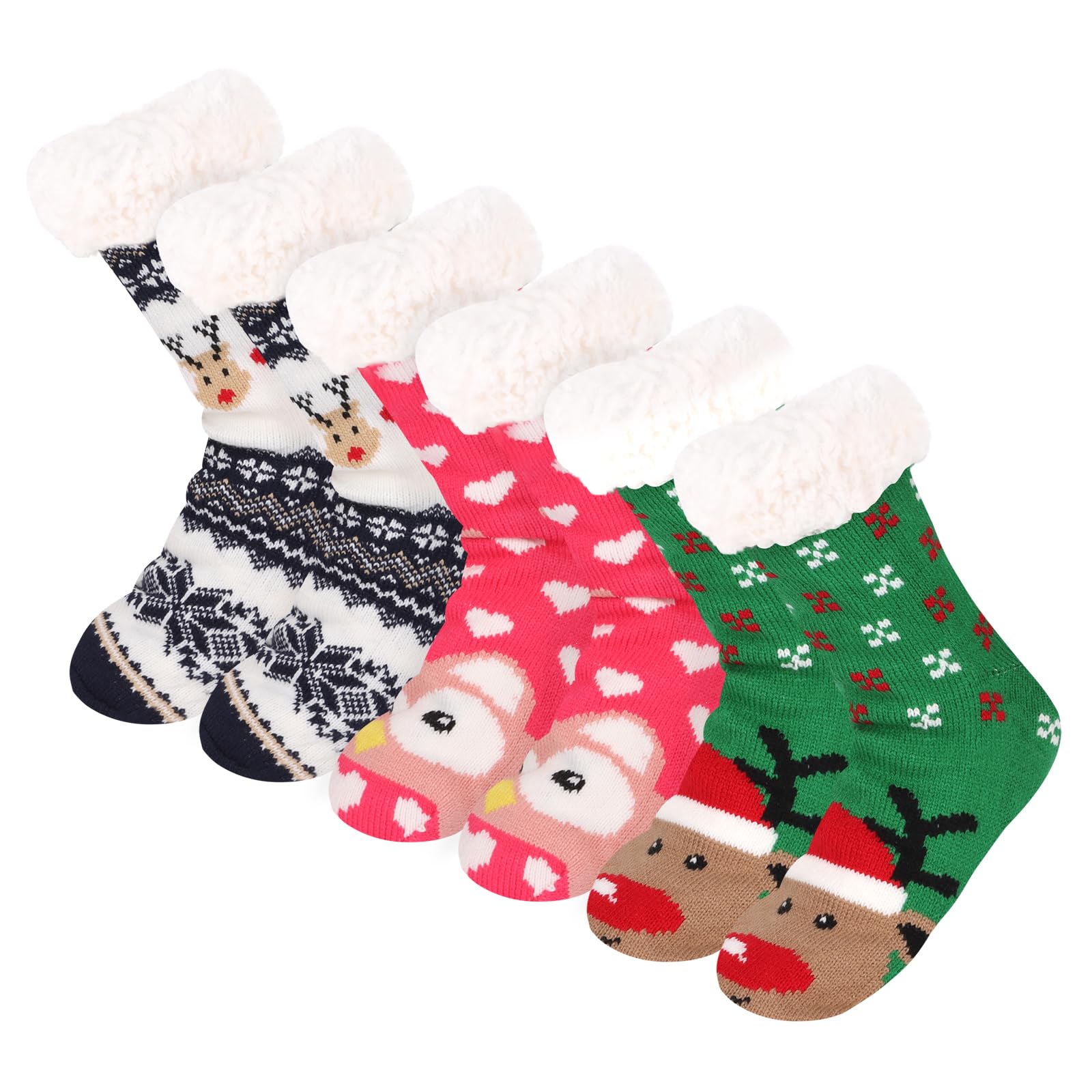 Calcetines de Navidad térmicos contra pies fríos de punto de cordero clásico