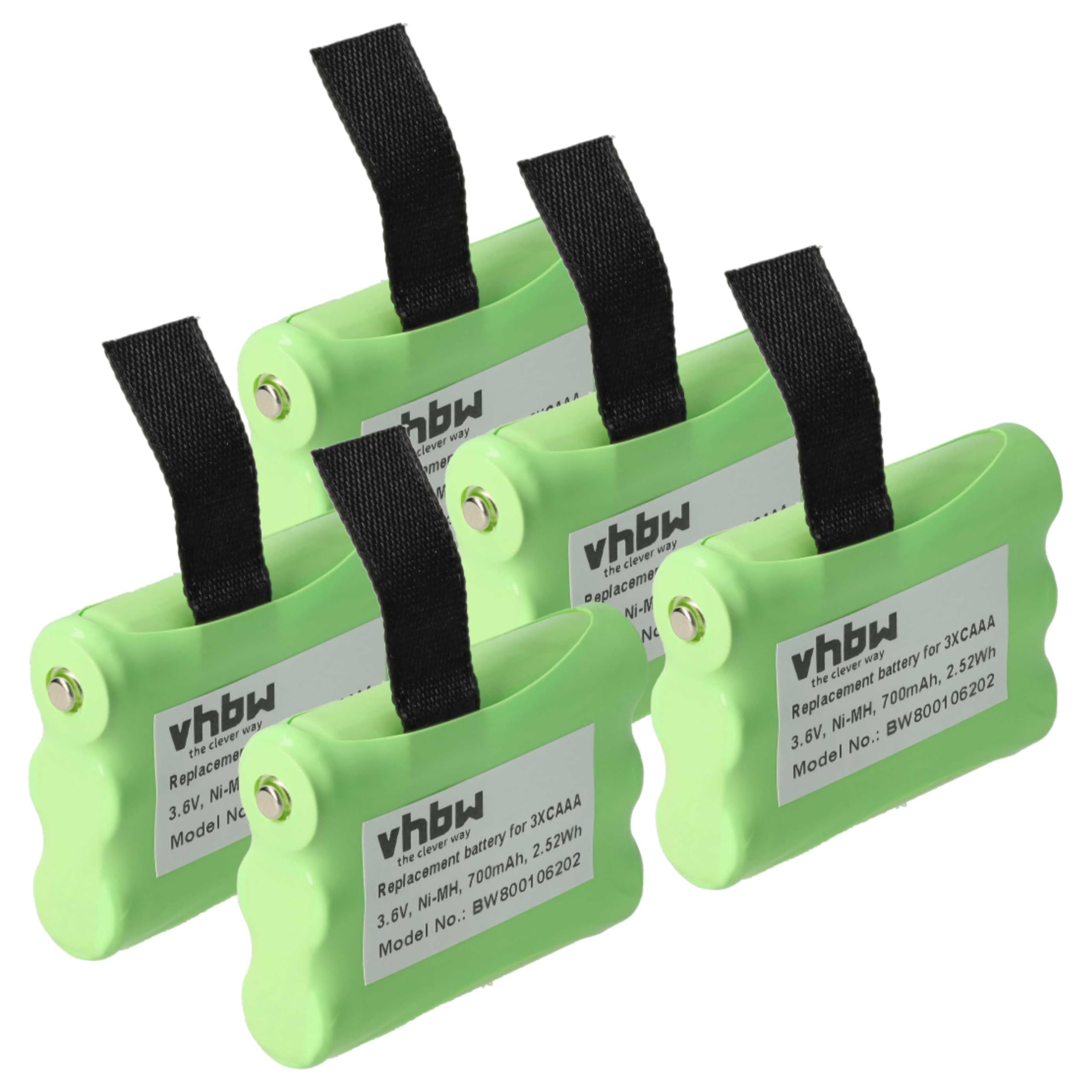 vhbw 5 x akumulator zastępuje 53617 3XCAAA, KEBT-086-B do radia (700 mAh, 3,6 V, NiMH)
