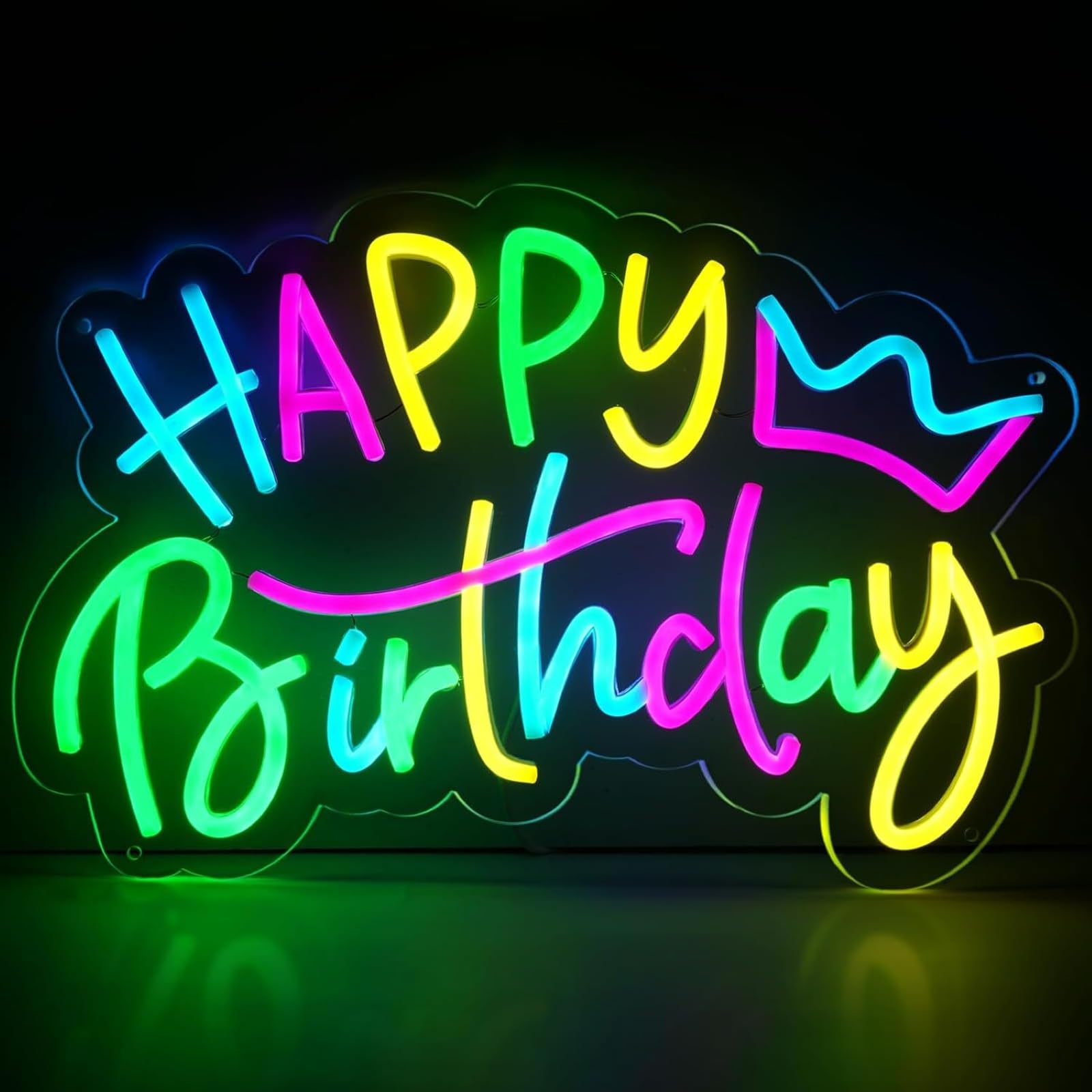 Happy Birthday LED Neon Signs Welcome Class Art Lamps Dimmable Acrylic Lights for Bedroom Classroom School Library Book Store Wall Decor