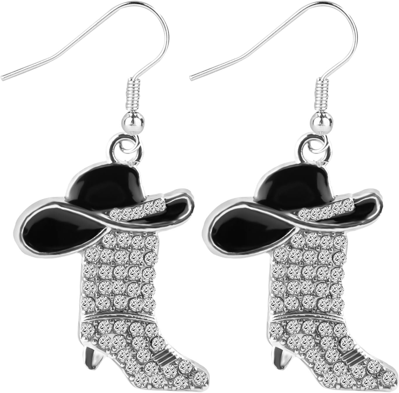 Rhinestone Western Boots Earrings, Western Bohemian Cowgirl Earrings Cowboy Country Concert Party Outfits Enamel Hat Boot Dangle Drop Jewelry Accessories Gift for Women