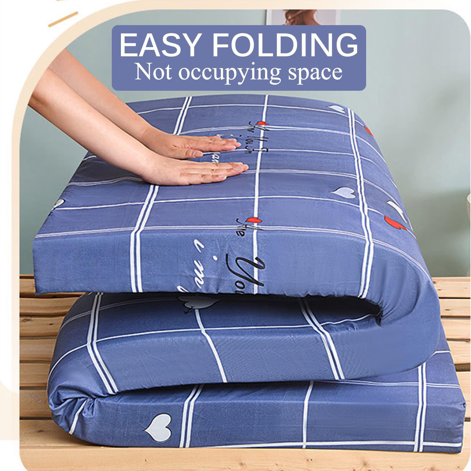 J/5cm,60x200cm, Futon Mattress Topper Japanese Floor Futon Mattress Pad with Dustproof Cover Thick 3Cm/5Cm/8Cm Tatami Mattress Sleeping Bed Pad for Guest Dormitory Camping Dorm Room