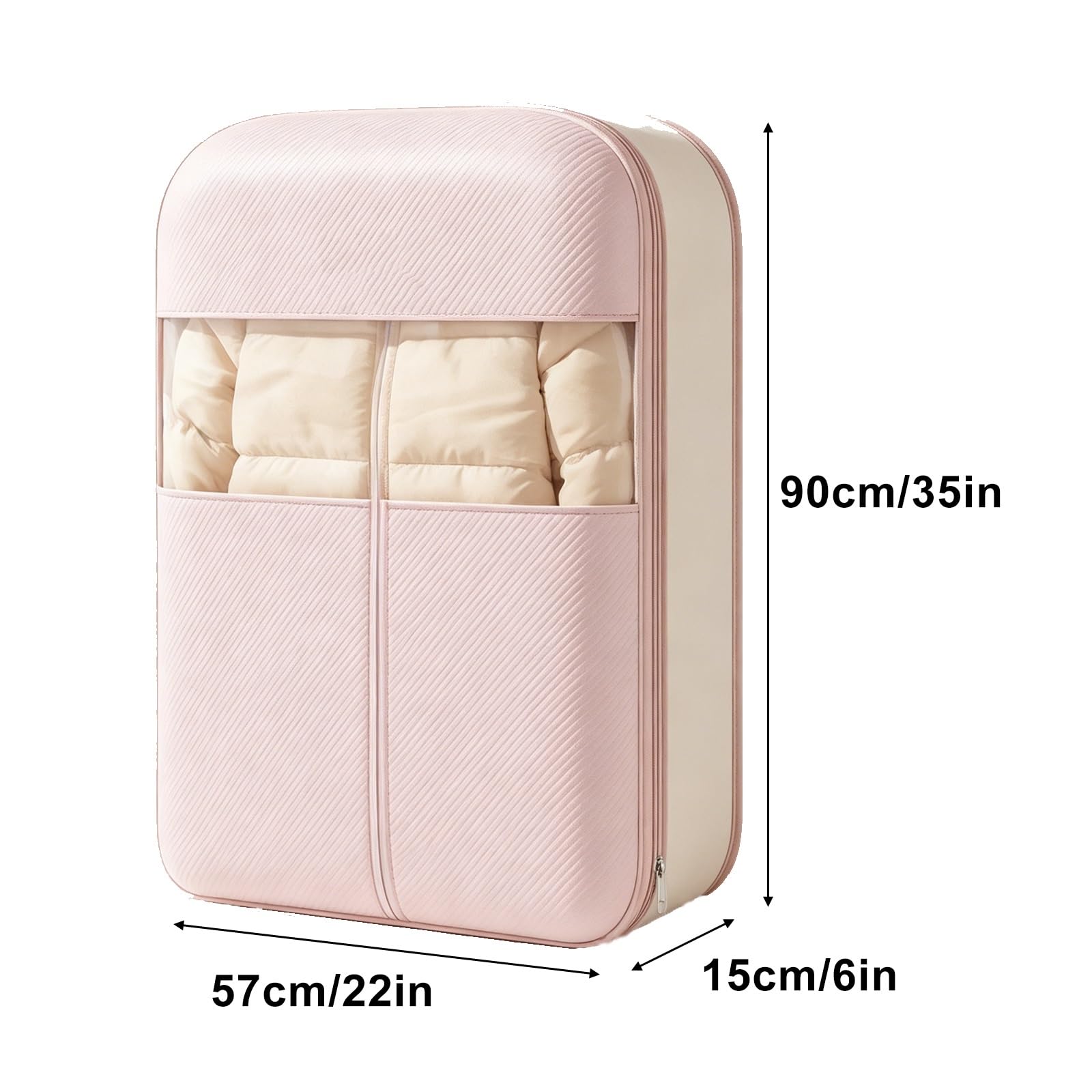 Juego de 2 Fundas Ropa, Fundas Abrigos para Colgar, de Fibra de Poliéster con Ventana Transparente, Aptas para Edredones y Abrigos(90 * 57 * 15cm/35 * 22 * 6in)