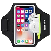 HAISSKY Fascia da Braccio con Borsa Auricolare, Fascia Sportiva Running Porta Cellulare Braccio Portacellulare Armband per MP3Phone 16 Pro Max, 15 Pro, 14 Pro, 13 Galaxy S25 Ultra, S24, S23 Fino a 6,9″