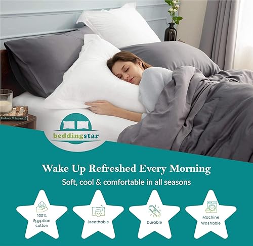 Miniatura 6 de Beddingstar - Juego de 2 fundas de almohada 100% algodón egipcio de 600 hilos