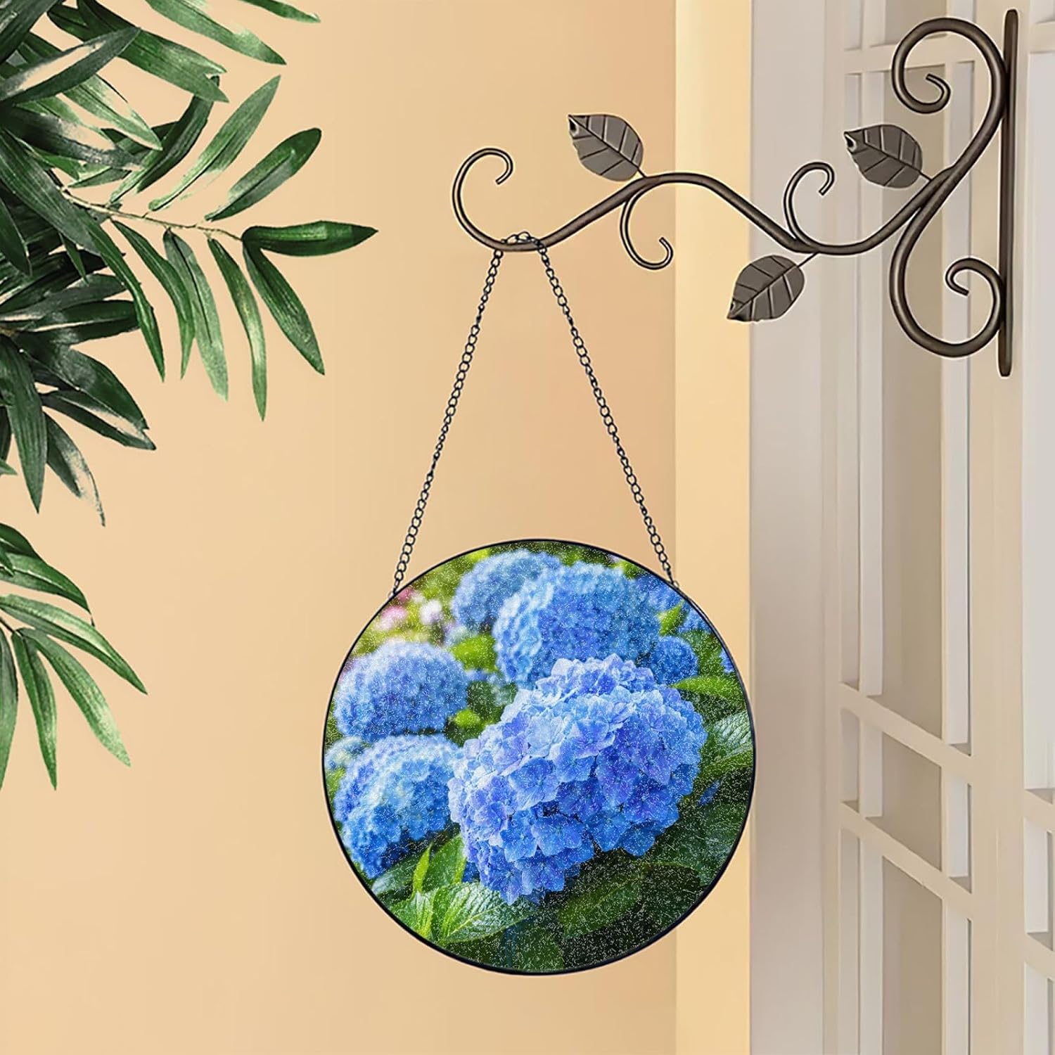 Blue Flower Sun Catcher Stained Glass Window Hanging Gifts