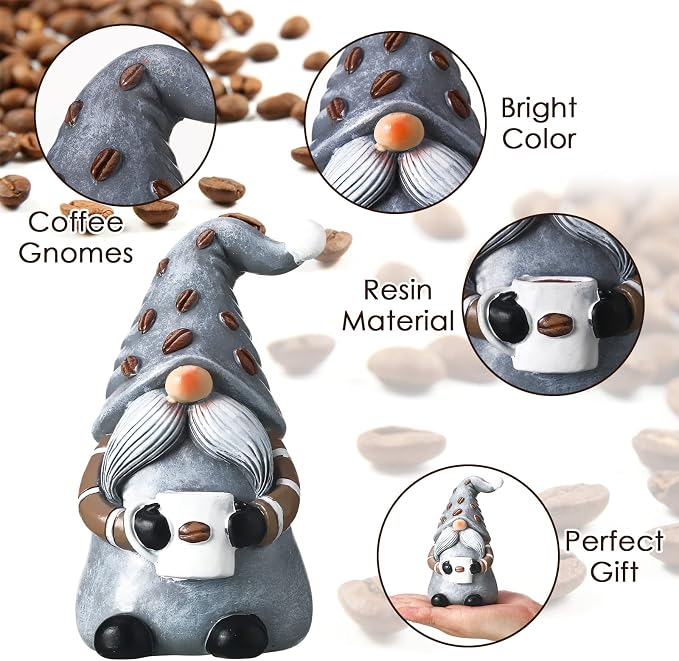2 Figuras de Gnomo Sueco de Café de Resina Chunful miniatura 4
