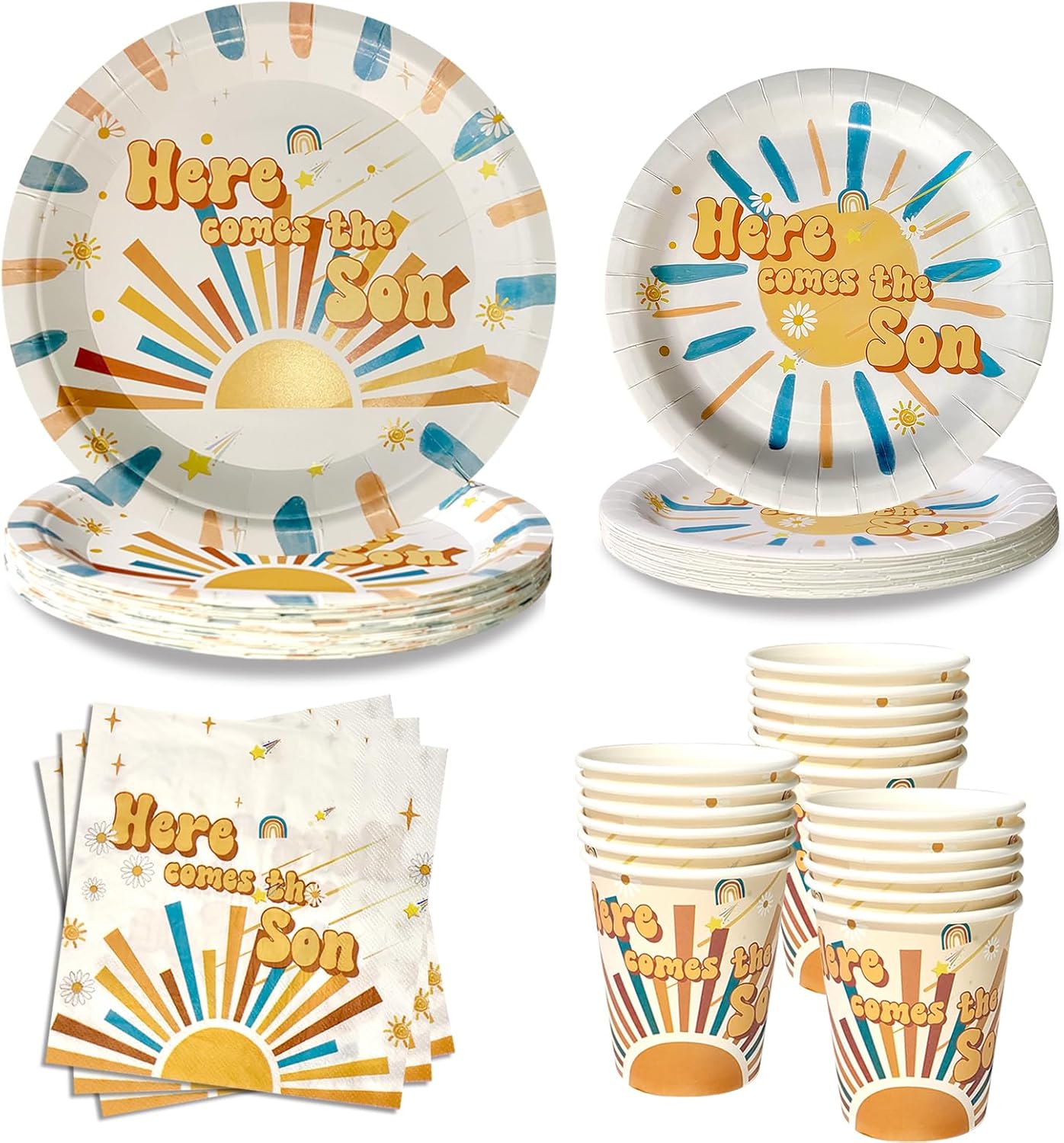 Here Comes The Son Baby Shower Decorations Include Paper Plates Napkins