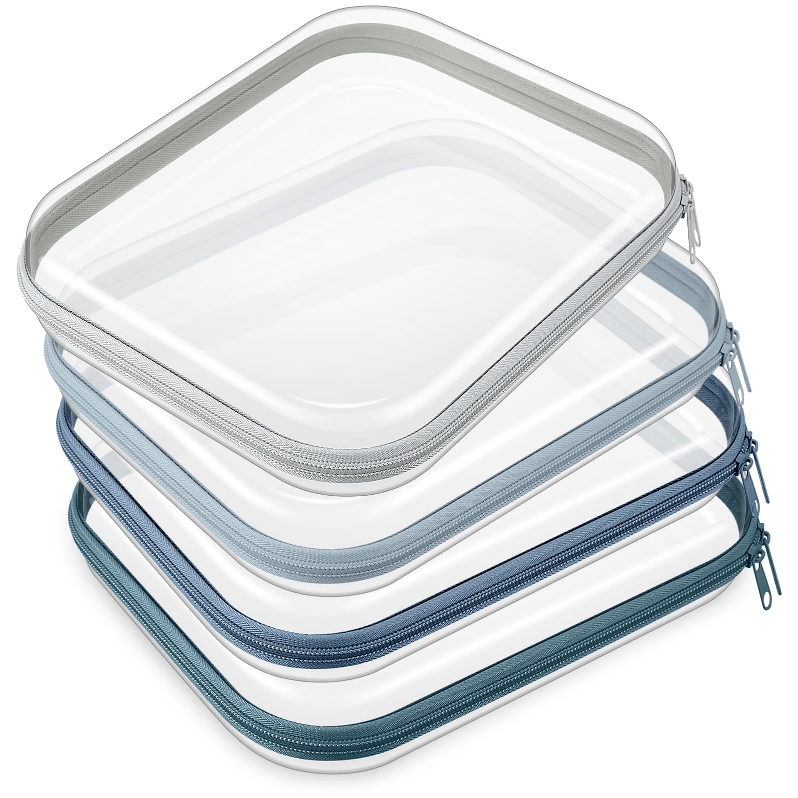 Hoolerry 4 Pcs Hard Clear Zipper Case, Clear, 9.8 x 7.9 x 2 in, Morandi