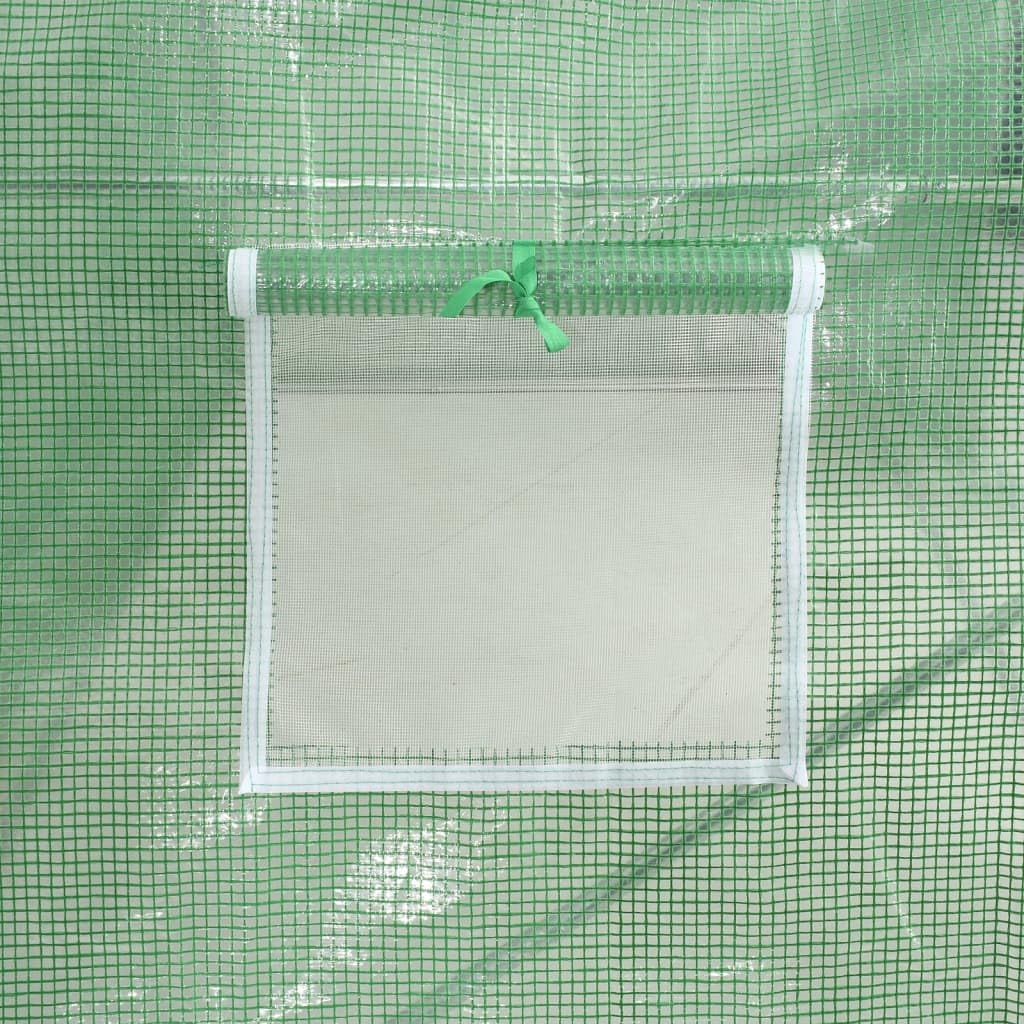 Invernadero de 16 x 2 x 2 m, 32 m², con marco de acero y cubierta de polietileno, verde, túnel de aluminio, invernadero para verduras y tomates, ventilación para cultivo e invernada