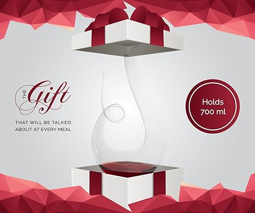 Miniatura 3 de Godinger Plata Arte ModernoDecantador de vino de vidrio Impresionante Twisted Diseño Jarra curvo para fácil Pure, airea y oxida Vino700mlpor