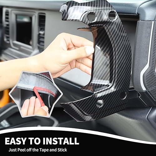 Miniatura 7 de Cubierta de mango lateral de consola central compatible con accesorios interiores Ford Bronco 2021-2023, fibra de carbono