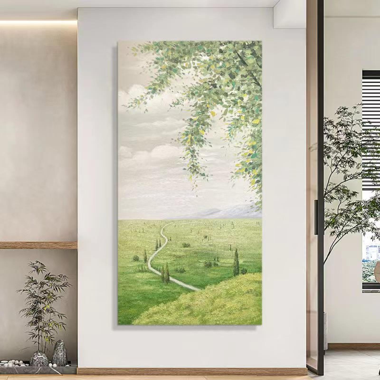Peinture suspendue de canapé grand format, tableau prairie sur toile, art mural salon