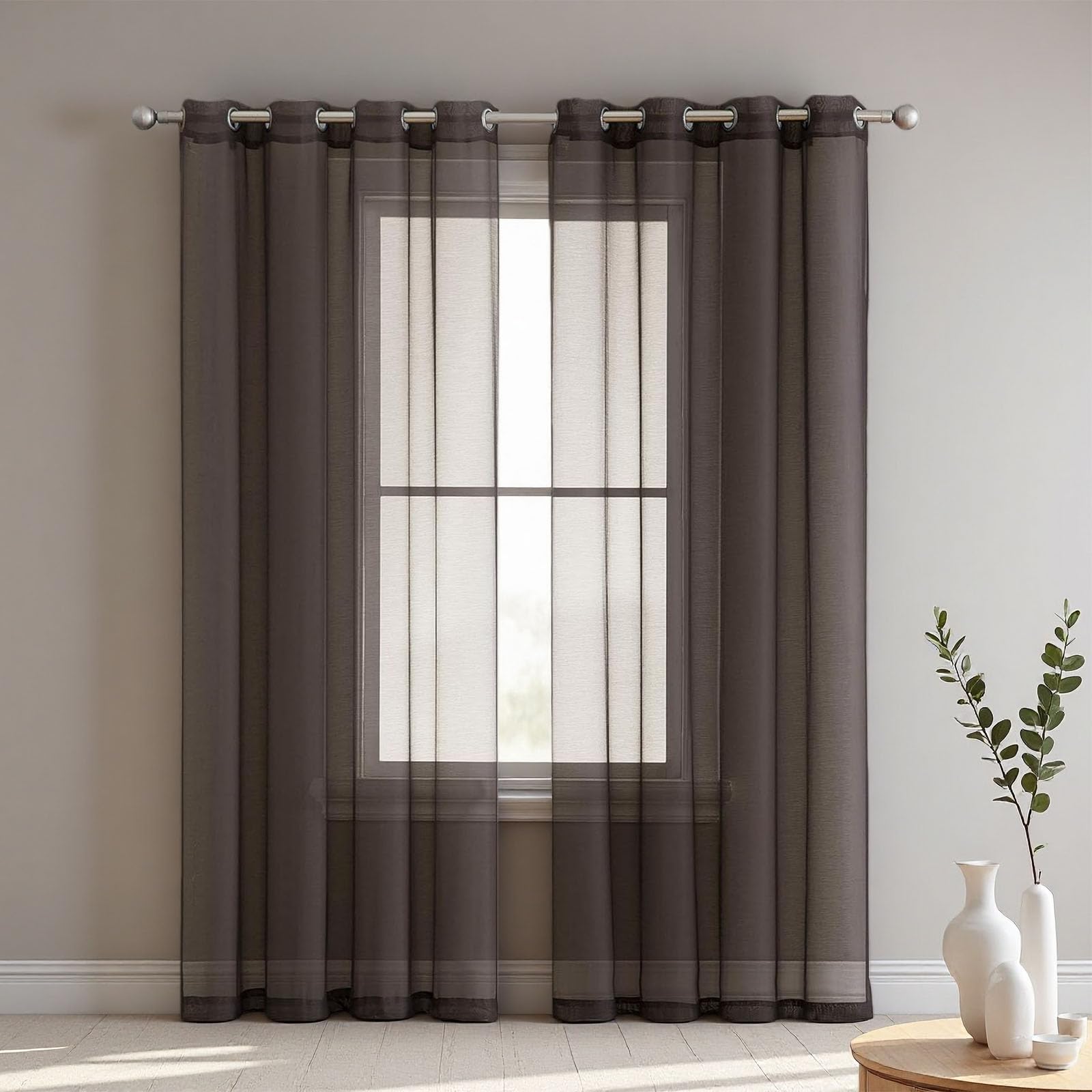 Rideaux voilages filtrants et lumineux 125x105 cm doux pour tamiser la chambre