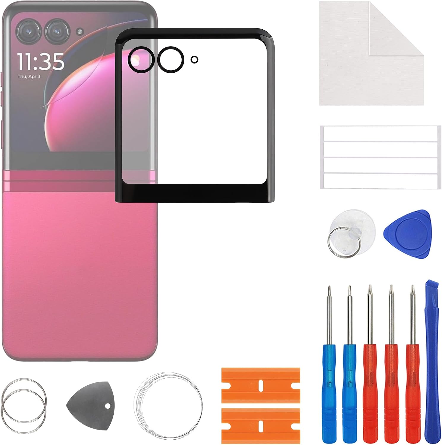 New Front Outer Lens Glass Screen Replacement for Moto Razr 40 Ultra with Free Repair Tools Kit.(No LCD Touch ＆ Digitizer)