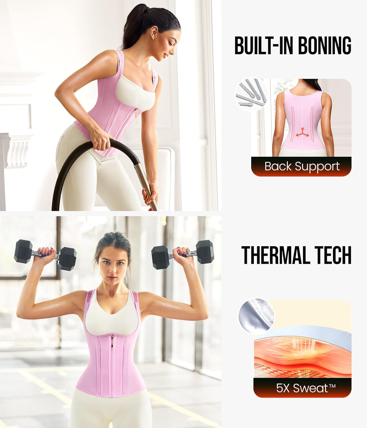Junlan Waist Trainer for Women - Sauna Suit Sweat Vest for Working Out - Image 5