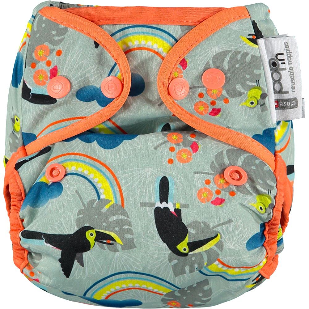Toucan Pannolino Riutilizzabile Pop-in Singolo Bambù Popper Fastener Taglia Unica