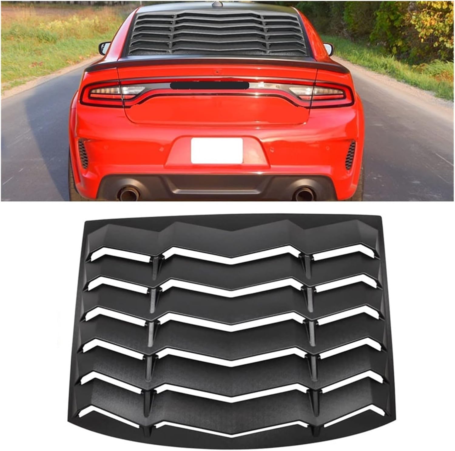 Rear Window Louver Compatible for Dodge Charger 2011-2021 SXT/GT/RT/RT Scat Pack, ABS Windshield Sun Shade (Matte Black)